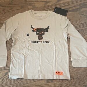 Under Armour Beige Project Rock Long Sleeve Tee shirt USA (Youth Small)